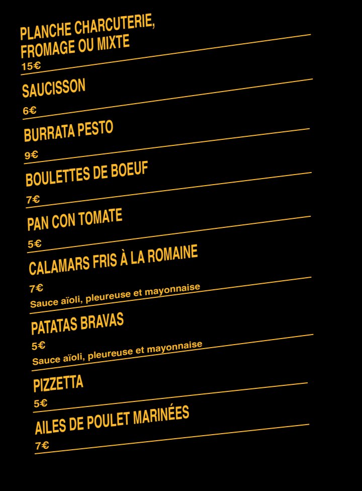 Carte tapas